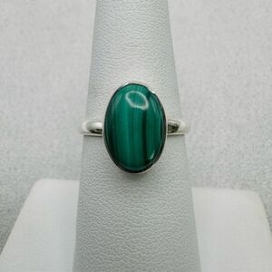 Malachite S925 Oval Ring Size 6 By Venus And Vulcan